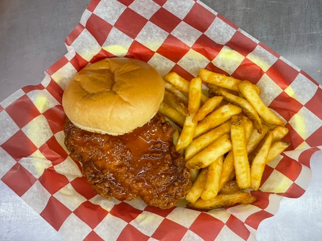 COMBO Crispy Hot Honey Chicken Sandwich.