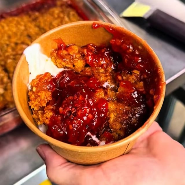 Strawberry Rhubarb Crisp Sundae.