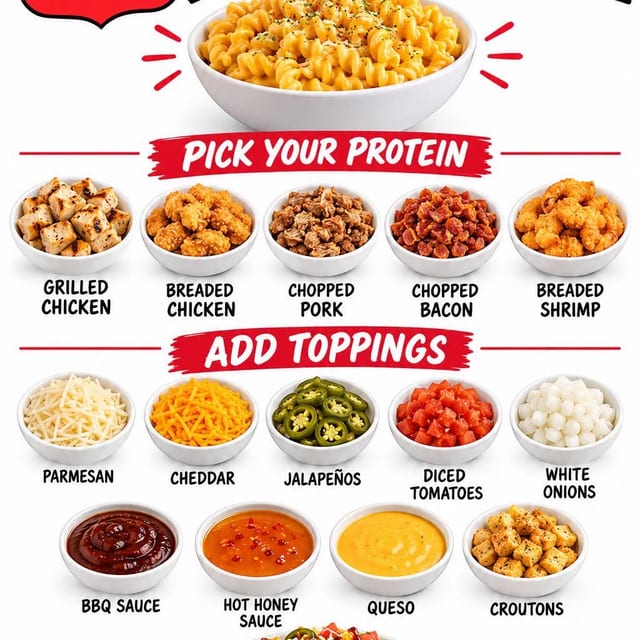Build Your Own Mac & Chz Bowl.