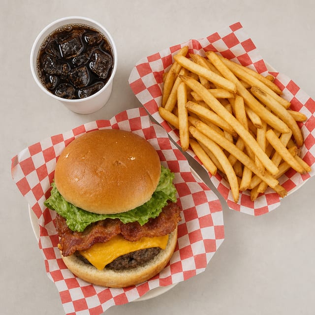 COMBO Bacon SINGLE Cheeseburger.
