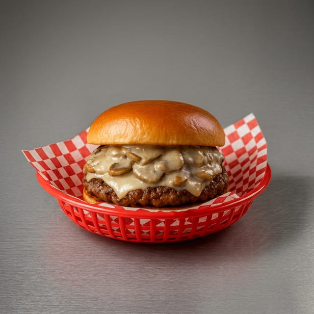 Mushroom Motor Melt Burger (mushroom Swiss).